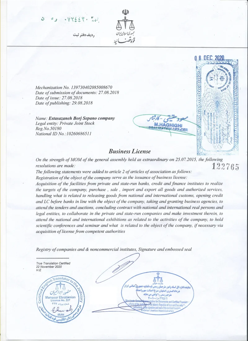 BorjStone Business License